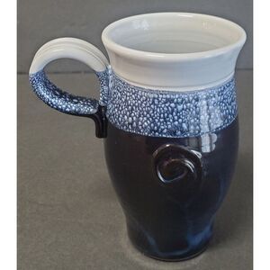 Artisan Mug Coffee Mug Pottery Stoneware Navy/Grey Speckle Glaze Swirls/Drips